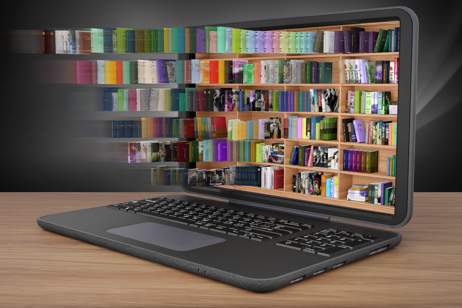 EBook. Download books on laptop  - 3D illustration